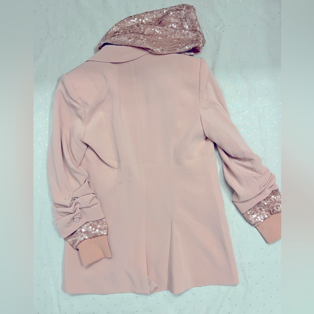 Cinq A Sept Pink Khloe Hooded Sequined Jacket Blazer  US 2 NWT - Picture 9 of 9